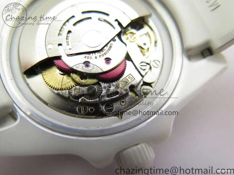 40mm 5GF Best Green Dial White Edition Submariner Strap White Ceramic Rubber SA3135 on 0209